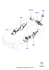 13B Kabelstrang - Karosserieöffnungen L538 RANGE ROVER EVOQUE 2012 - 2018 (L538),Werk Halewood