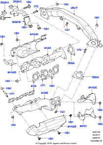 25B Auspuffkrümmer L462 DISCOVERY 5 2017 > (L462),3.0L 24 V DOHC V6 TC Diesel