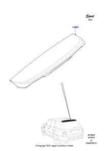 15C Spoiler und zugehörige Teile L320 RANGE ROVER SPORT 2010 - 2013 (L320),Sports Emblem - Rot