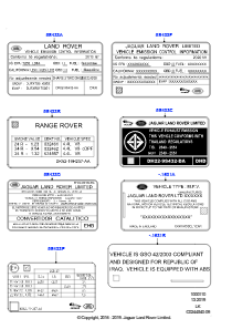 10F Etiketten L405 RANGE ROVER 2013 - 2022