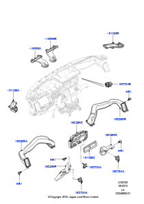 05A Belüft.-/Frischluftdüsen u. -führ. L494 RANGE ROVER SPORT 2014 - 2022 (L494),Ohne Display - Dachhimmel