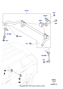10C Querträger u. Stabilisator hinten L494 RANGE ROVER SPORT 2014 - 2022 (L494),Mit Standard-Schraubenfederaufh.