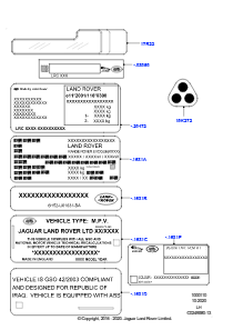 10F Etiketten L538 RANGE ROVER EVOQUE 2012 - 2018 (L538),Werk Halewood