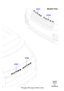 05B Schriftzüge L405 RANGE ROVER 2013 - 2022,Land Rover-Emblem vorn - Schwarz