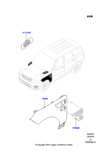 10B Stirnwand und Kotflügel vorn L494 RANGE ROVER SPORT 2014 - 2022 (L494),SVR - Racing-Paket
