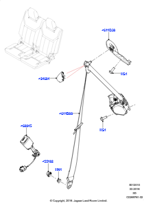 10B Sicherheitsgurte hinten L462 DISCOVERY 5 2017 > (L462),Mit 7-Sitzer-Konfiguration