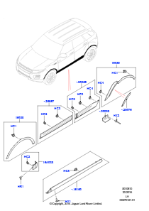 10D Zierleisten L538 RANGE ROVER EVOQUE 2012 - 2018 (L538),Hergestellt in Werk Changsu (China)