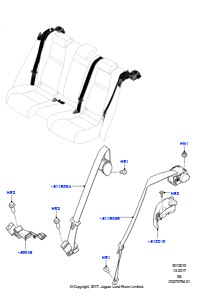 10 Sicherheitsgurte hinten L560 RANGE ROVER VELAR 2017 > (L560)