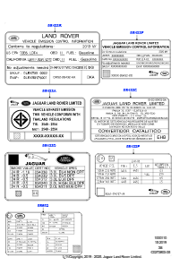 10F Etiketten L560 RANGE ROVER VELAR 2017 > (L560)