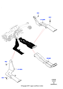 05C Belüft.-/Frischluftdüsen u. -führ. L560 RANGE ROVER VELAR 2017 > (L560),Mit Komfort-Klimaanl. vorn (IHKA)