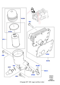 10AA Ölkühler/Ölfilter L494 RANGE ROVER SPORT 2014 - 2022 (L494),2.0L I4 DOHC AJ200 Benz., mittl. L.