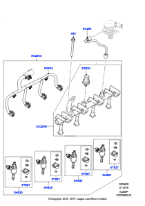 05AA Einspritzventile und Leitungen L462 DISCOVERY 5 2017 > (L462),2.0L I4 DOHC AJ200 Benz., mittl. L.