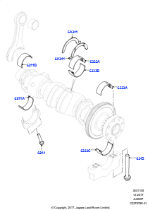 05AA Kurbelwelle/Kolben/Lagerschalen L494 RANGE ROVER SPORT 2014 - 2022 (L494),2.0L I4 DOHC AJ200 Benz., mittl. L.