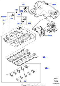 15AA Zylinderkopfhaube L560 RANGE ROVER VELAR 2017 > (L560),2.0L I4 DOHC AJ200 Benz., mittl. L.
