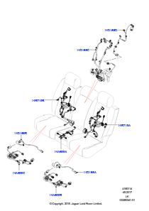 14BB Kabelstrang - Sitz L405 RANGE ROVER 2013 - 2022,40/20/40 Rücksitz mit Super-Schrägstellung