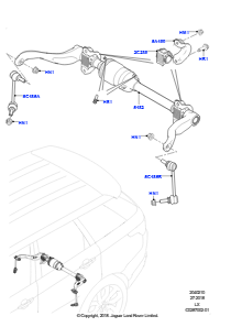 10E Querträger u. Stabilisator hinten L494 RANGE ROVER SPORT 2014 - 2022 (L494),Elektronische Luftfederung mit ACE