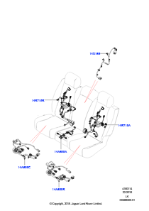 14BD Kabelstrang - Sitz L405 RANGE ROVER 2013 - 2022,40/20/40 Rücksitz mit Super-Schrägstellung