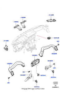 05J Belüft.-/Frischluftdüsen u. -führ. L462 DISCOVERY 5 2017 > (L462),Ohne Display - Dachhimmel