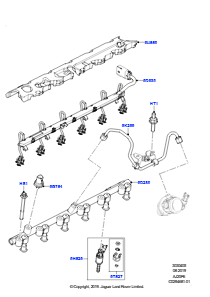 05AA Einspritzventile und Leitungen L560 RANGE ROVER VELAR 2017 > (L560),3,0 l AJ20P6 Benzin High