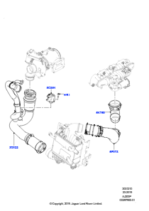 10AM Zw.kühler/Luftführung/Schläuche L560 RANGE ROVER VELAR 2017 > (L560),2.0L I4 DOHC AJ200 Benz., mittl. L.