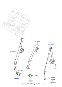 10AB Sicherheitsgurte hinten L663 NEW DEFENDER 2020 > (L663),Mit 40/20/40 geteiltem kl. Rücksitz
