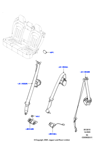 10AD Sicherheitsgurte hinten L663 NEW DEFENDER 2020 > (L663),Rücksitzbank 40/20/40 festes Polster