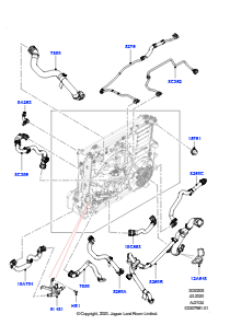05AC Leitungen u. Schläuche - Kühlsystem L560 RANGE ROVER VELAR 2017 > (L560),2.0L AJ21D4 Diesel Mitte