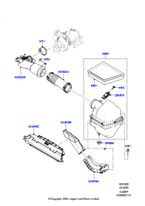 05AS Ansauggeräuschdämpfer L560 RANGE ROVER VELAR 2017 > (L560),2.0L I4 DOHC AJ200 Benz., mittl. L.