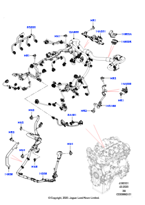01J Motorkabelbaum L560 RANGE ROVER VELAR 2017 > (L560),2.0L I4 DOHC AJ200 Benz., mittl. L.