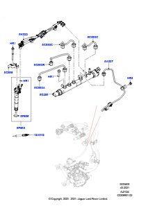 05AB Einspritzventile und Leitungen L560 RANGE ROVER VELAR 2017 > (L560),2.0L AJ21D4 Diesel Mitte