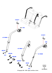 10AA Sicherheitsgurte hinten L460 NEW RANGE ROVER 2022 > (L460),Get. elek. umklappb. Rücksitz 60/40