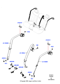 10AB Sicherheitsgurte hinten L460 NEW RANGE ROVER 2022 > (L460),40/20/40 Rücksitz mit Super-Schrägstellung