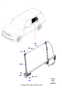 15AB Scheiben/Fensterbet. - Tür hinten L460 NEW RANGE ROVER 2022 > (L460),elektrische Sonnenblenden Heckseitenfenster