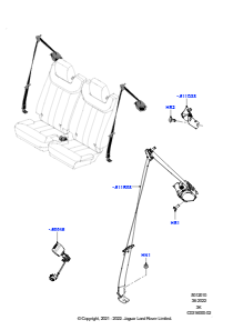10AC Sicherheitsgurte hinten L460 NEW RANGE ROVER 2022 > (L460),Mit el. umklpp. Sitz - 3. Sitzreihe