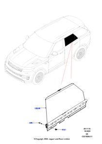 15AB Scheiben/Fensterbet. - Tür hinten L461 NEW RANGE ROVER SPORT 2023 > (L461),Heckseitenfenster mit manueller Sonnenblende