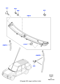 20 Windlaufoberteil und Anbauteile L322 RANGE ROVER 2010 - 2012 (L322),Ohne gepanzertes Fahrzeug