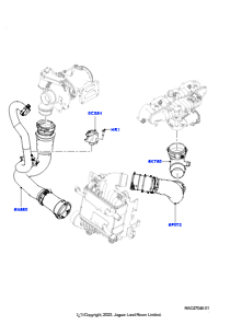 10AK Zw.kühler/Luftführung/Schläuche L663 NEW DEFENDER 2020 > (L663),2.0L I4 DOHC AJ200 Benz., hohe L.