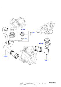 10AK Zw.kühler/Luftführung/Schläuche L663 NEW DEFENDER 2020 > (L663),2.0L I4 DOHC AJ200 Benz., hohe L.