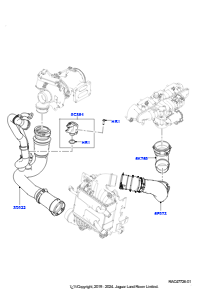 10AM Zw.kühler/Luftführung/Schläuche L560 RANGE ROVER VELAR 2017 > (L560),2.0L I4 DOHC AJ200 Benz., mittl. L.