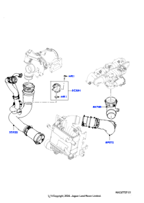 10AV Zw.kühler/Luftführung/Schläuche L560 RANGE ROVER VELAR 2017 > (L560),2.0L I4 DOHC AJ200 Benz., mittl. L.